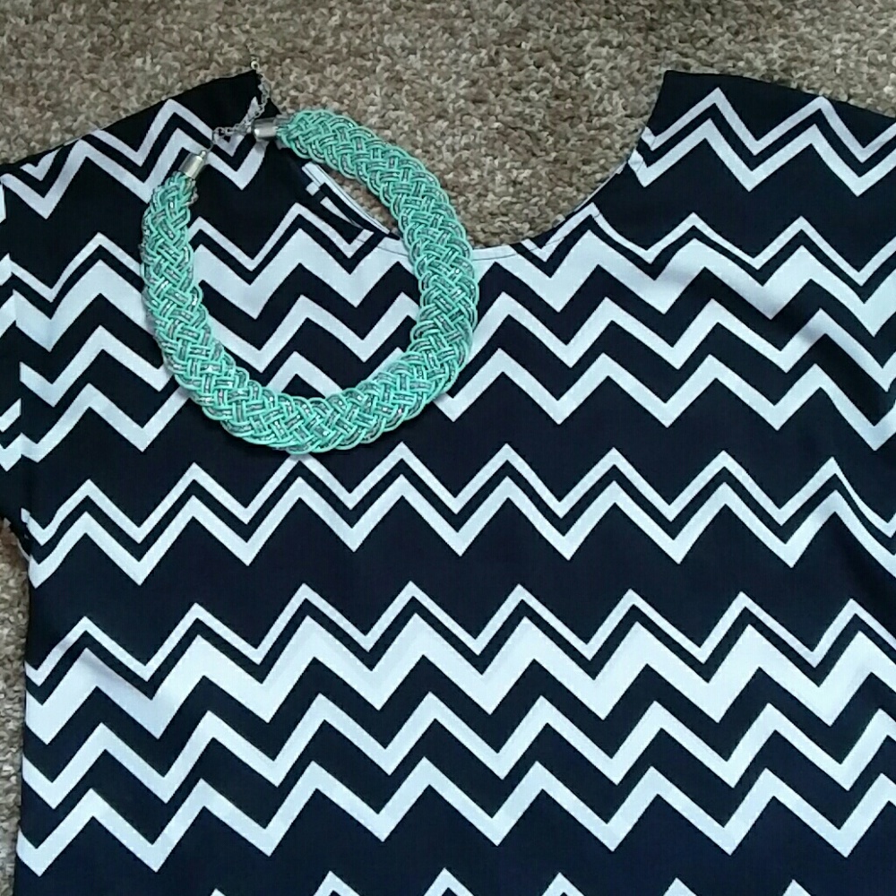 Mint green braided necklace